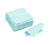 PATIKIL 3.15x3.15" Jewelry Cleaning Cloth, 100Pcs Individually Wrapped Double-Sided Microfiber Polishing Cloth for Silver Gold Brass Platinum Jewelry, Light Blue