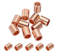 PATIKIL 3/16"/ 5mm Wire Rope Stop Sleeve, 10 Pack Copper Crimping Loop Sleeve End for Wire Rope Cable Ferrule, Gold Tone