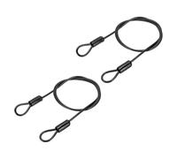 PATIKIL 3/16" Dia Vinyl Coated Stainless Steel Cable with Loops, 2 Pcs 4 ft (47") Flexible Wire Rope Security Chain Lanyard Lock for Outdoor Stage Lighting Luggage Lock, Black