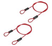 PATIKIL 3/16" Dia Vinyl Coated Stainless Steel Cable with Loops, 2 Pcs 4 ft (47") Flexible Wire Rope Security Chain Lanyard Lock for Outdoor Stage Lighting Luggage Lock, Red