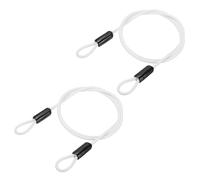 PATIKIL 3/16" Dia Vinyl Coated Stainless Steel Cable with Loops, 2 Pcs 4 ft (47") Flexible Wire Rope Security Chain Lanyard Lock for Outdoor Stage Lighting Luggage Lock, White