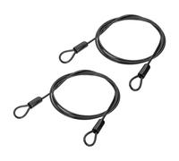 PATIKIL 3/16" Dia Vinyl Coated Stainless Steel Cable with Loops, 2 Pcs 7 ft (79") Flexible Wire Rope Security Chain Lanyard Lock for Outdoor Stage Lighting Luggage Lock, Black