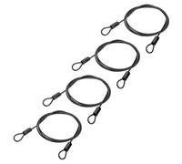 PATIKIL 3/16" Dia Vinyl Coated Stainless Steel Cable with Loops, 4 Pcs 7 ft (79") Flexible Wire Rope Security Chain Lanyard Lock for Outdoor Stage Lighting Luggage Lock, Black