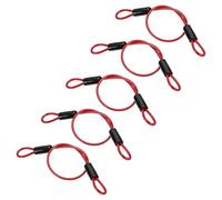 PATIKIL 3/16" Dia Vinyl Coated Stainless Steel Cable with Loops, 5 Pcs 2 ft (20") Flexible Wire Rope Security Chain Lanyard Lock for Outdoor Stage Lighting Luggage Lock, Red