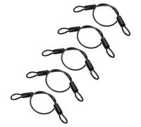 PATIKIL 3/16" Dia Vinyl Coated Stainless Steel Cable with Loops, 5 Pcs 2 ft (20") Flexible Wire Rope Security Chain Lanyard Lock for Outdoor Stage Lighting Luggage Lock, Black