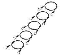 PATIKIL 3/16" Dia Vinyl Coated Stainless Steel Cable with Loops, 5 Pcs 7 ft (79") Flexible Wire Rope Security Chain Lanyard Lock for Outdoor Stage Lighting Luggage Lock, Black