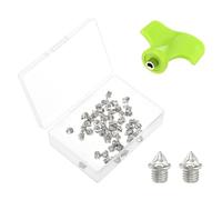 PATIKIL 3/16 Inch Steel Track Spikes, 50 Pack Sports Shoes Spikes Replacement Accessories with Spike Wrench for Long Jumping Running, Silver Tone