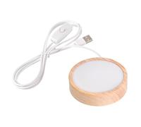 PATIKIL 3.2 Inch Wooden LED Light Base, Wood Light Display Base Stand Lighting with Switch for 3D Crystal Glass Resin Art, Warm White