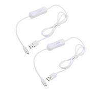 PATIKIL 3.28ft USB Extension Cable with on Off Switch, 2pcs 66W Fast Charging Type C to USB Male Data Power Supply Cord Wire for LED Strip Desk Lamp Fan White