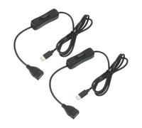 PATIKIL 3.28ft USB Extension Cable with on Off Switch, 2pcs Type C to USB Female Data Support Power Supply Cord Wire for LED Strip Desk Lamp Fan, Black