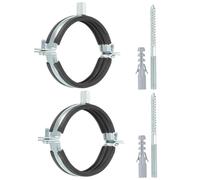 PATIKIL 3.3"-3.7"/83-93mm Split Ring Pipe Hanger, 2 Pcs Heavy Duty Adjustable Pipe Bracket Clamp Galvanized Iron Wall Ceiling Mount Pipe Strap Support with Screws & Expansion Tube, Black