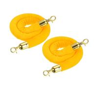 PATIKIL 3.3 Feet Yellow Velvet Stanchion Rope, 2 Pack Crowd Control Barrier Rope with Snap Hooks for Posts Stands Queue Divider of Hotel Theater, Golden