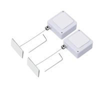 PATIKIL 3.3 Ft Retractable Remote Control Tether, 2 Pcs Square Security Cable Lanyard Lock with Adjustable Clasp Adhesive for TV Remote Control Controller, White(Square Iron Cap)