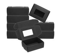 PATIKIL 3.3"x2.4"x1.2" Paper Soap Box with Window, 40 Pack Homemade Soap Boxes Rectangle Presents Packaging Boxes for Birthday Christmas DIY Craft, Black