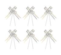 PATIKIL 3.3inch Pull Bows, 100 Pcs Gift Wrapping Pull Bow Gold Thread Style Baskets Present Bows Knot Ribbon for Wedding Birthday Party, Silver Tone
