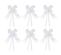 PATIKIL 3.3inch Pull Bows, 100 Pcs Gift Wrapping Pull Bow Rose Pattern Baskets Present Bows Knot Ribbon for Wedding Birthday Party, White