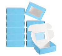 PATIKIL 3.3x2.4x1.2" Paper Soap Box with Window, 20 Pack Homemade Soap Boxes Rectangle Presents Packaging Boxes for Birthday Christmas DIY Craft, Blue
