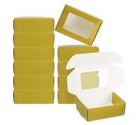 PATIKIL 3.3x2.4x1.2" Paper Soap Box with Window, 20 Pack Homemade Soap Boxes Rectangle Presents Packaging Boxes for Birthday Christmas DIY Craft, Golden