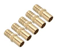 PATIKIL 3/4" Brass Hose Barb Fitting, 5 Pcs Straight Barb Union Fittings Metals Splicer Mender Connector Barbed Adapter Air Hose Repair Kit for Water Oil Fuel Gas