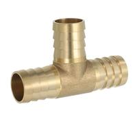 PATIKIL 3/4" Brass Tee Hose Barb Fitting, 3 Ways Union Intersection T Shape Barbed Split for Air Water Fuel Gas Liquid, Golden