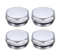 PATIKIL 3/4" BSP Male Thread Manual Radiator Air Vent Plug, 4 Pack Nickel Plated Brass Plugs for Radiator Heater, Silver