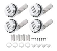 PATIKIL 3/4" Combination Cam Lock, 4 Pcs File Cabinet Locks with Combination Password Coded Cabinet Locks with Cylinder Chrome for 0.2-0.5" Thick Wood Drawer Mailbox Filing Cabinet, Silver
