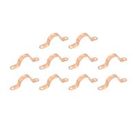 PATIKIL 3/4" Copper Pipe Strap Fittings, 10 Pcs Two Holes LF Pressure Copper Pipe Clamp Mount U Bracket Plumbing Fixing Fixture for Residential and Commercial Pipe Support
