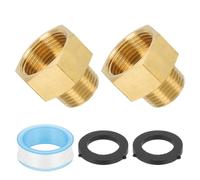PATIKIL 3/4" G Female x 1/2" NPT Male Brass Pipe Fitting, Pipe Extension Connectors Reducer Adapter for Air LP Gas Oil Fuel with PTFE Tape - 2PCS