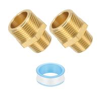 PATIKIL 3/4" G Male x 1/2" NPT Male Brass Pipe Fitting, Pipe Extension Connectors Reducer Adapter for Air LP Gas with PTFE Tape - 2PCS