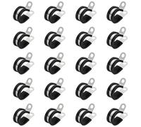PATIKIL 3/4 Inch Cable Clamps, 20 Pcs 304 Stainless Steel Conduit Clamp Cable Rigid Pipe Strap Metal Rubber Clips for Pipes Wire Line Hose Bracket Tube Holder, Black (19.1mm)