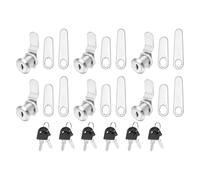 PATIKIL 3/4 Inch Keyed Alike Cabinet Locks with Key, 6 Pack Cam Replacement Lock Cylinder Toolbox Lock for RV Drawer Storage Cart Mailbox, Silver