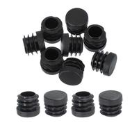 PATIKIL 3/4 Inch Plastic Tubing End Caps, 10 Pcs Round Hole Plug Insert for Round Iron Pipe Chair Leg Table Bookshelves Patio Furniture, Black