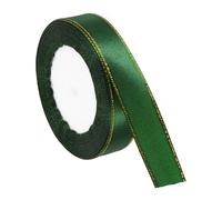 PATIKIL 3/4 Inch x 24 Yards Satin Ribbon with Gold Edge, Double Face Polyester Satin Ribbon for Gift Wrapping DIY Crafts, Floral Bouquets, Hair Bows, Sewing Projects, Forest Green