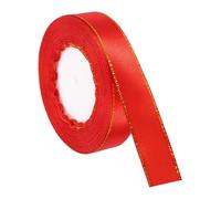 PATIKIL 3/4 Inch x 24 Yards Satin Ribbon with Gold Edge, Double Face Polyester Satin Ribbon for Gift Wrapping DIY Crafts, Floral Bouquets, Hair Bows, Sewing Projects, Bright Red