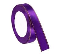 PATIKIL 3/4 Inch x 24 Yards Satin Ribbon with Gold Edge, Double Face Polyester Satin Ribbon for Gift Wrapping DIY Crafts, Floral Bouquets, Hair Bows, Sewing Projects, Purple