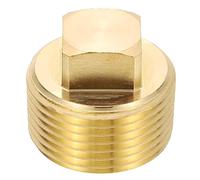 PATIKIL 3/4" NPT Male Brass Square Plug Fittings, 10Pcs Brass Cored Plug with Square Head Pipe Fittings Tubing End Sealing Cap for Boat, Drain Plug, Gas, Fuel Line