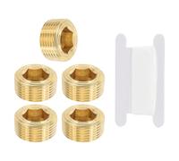 PATIKIL 3/4" NPT Male Pipe Plug Fitting, 5Pcs Brass Hex Counter Sunk Plug Brass Male Connector Socket for Closing The End of Pipe Industrial Machinery Fittings