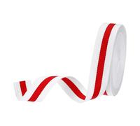PATIKIL 3/4" White Red Striped Grosgrain Ribbon, 10 Yard Polyester Fabric Stripe Craft Ribbon Double Faced Design for Bow Gift Wrapping DIY Making Christmas Decorations