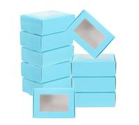 PATIKIL 3.4"x2.4"x1.2" Small Rectangle Kraft Paper Boxes with Window, 30 Pack Candy Party Favor Gift Box for Homemade Soap, Wedding Party Favor Treats, Jewelry Packaging, Blue