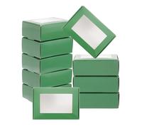 PATIKIL 3.4"x2.4"x1.2" Small Rectangle Kraft Paper Boxes with Window, 30 Pack Candy Party Favor Gift Box for Homemade Soap, Wedding Party Favor Treats, Jewelry Packaging, Emerald Green