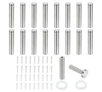 PATIKIL 3/4x3.9" Standoff Screws, 16 Pack Stainless Steel Stand Off Wall Mounts Wall Sign Mounting Hardware Advertising Standoff Nail for Hanging Acrylic Signs Picture Frame, Silver