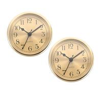 PATIKIL 3.5" 90mm Quartz Clock Insert, 2 Pcs Round Quartz Movement Miniature Clock Mini Arabic Numeral Clock Fit 78mm/3.1" Diameter Hole for Replacement Home, Gold Tone, Style 1