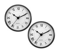 PATIKIL 3.5" 90mm Quartz Clock Insert, 2 Pcs Round Quartz Movement Miniature Clock Mini Roman Numeral Clock Fit 78mm/3" Diameter Hole for Replacement Home, Black/White, Style 3