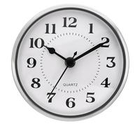 PATIKIL 3.5" 90mm Quartz Clock Insert, Round Quartz Movement Miniature Clock Mini Arabic Numeral Clock Fit 78mm/3.1" Diameter Hole for Replacement Home, Silver Tone/White, Style 4
