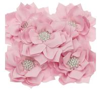 PATIKIL 3.5" Chiffon Flowers, 5 Pcs Fabric Flowers Rhinestone Pearl Sewing Fabric Appliques for Crafts Sewing Dresses DIY Clothing Headbands Wedding Party Decoration, Pink