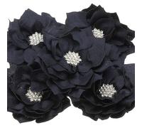 PATIKIL 3.5" Chiffon Flowers, 5 Pcs Fabric Flowers Rhinestone Pearl Sewing Fabric Appliques for Crafts Sewing Dresses DIY Clothing Headbands Wedding Party Decoration, Navy Blue