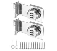 PATIKIL 3.5 Inch Cabinet Password Hasp Lock, 2 Pcs 3-Digit 90 Degree Barn Door Lock Security Combination Latch Lock for Drawers Cabinets Small Doors, Silver