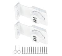 PATIKIL 3.5 Inch Cabinet Password Hasp Lock, 2 Pcs 3-Digit 90 Degree Barn Door Lock Security Combination Latch Lock for Drawers Cabinets Small Doors, White