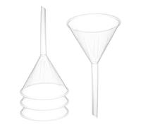 PATIKIL 3.5 Inch Clear Plastic Funnel, 4 Pcs Wide Mouth Multipurpose Transfer Funnel with Long Spout for Filling Water Bottle Liquid Lab Spices Powder Oil