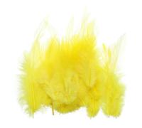 PATIKIL 3-5 Inch Rooster Feathers, 200 Pack Bulk Natural Feathers for Crafts Colorful Fluffy Craft Feathers for Dream Catcher Handwork Clothing Costumes Wedding, Yellow